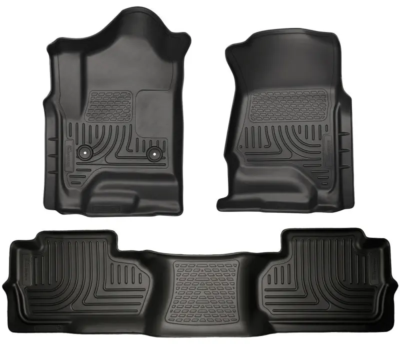 Husky Liners 14 Chevrolet Silverado/Gmc Sierra Dbl Cab Weatherbeater Black Front&2Nd Seat Floor Line 1