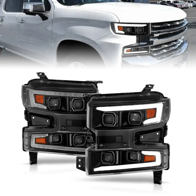 Anzo 19-22 Chevrolet Silverado 1500 Led Proj Hl W/Lgt Bar Swbk Seq. Blk W/In. Light - Passenger Side 1