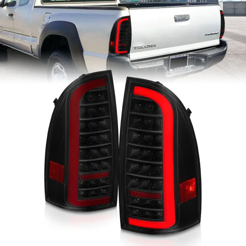 Anzo 05-15 Toyota Tacoma Full Led Tail Lights W/Light Bar Sequential Black Housing Smoke Lens 1