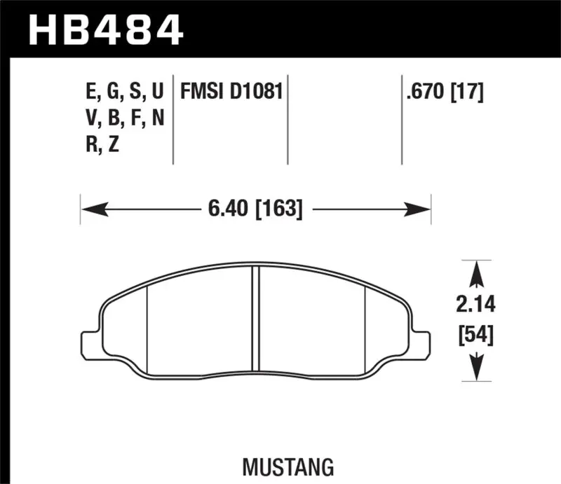 Hawk 05-10 Ford Mustang Gt & V6 / 07-08 Shelby Gt Hps Street Front Brake Pads 1