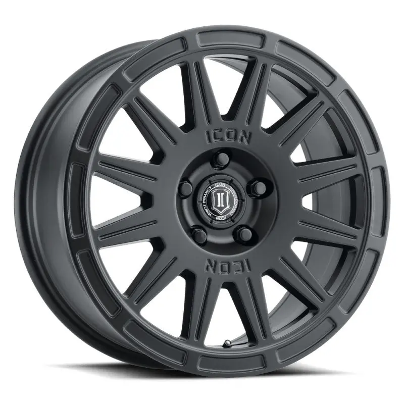 Icon Ricochet 17X8 5X4.5 38Mm Offset 6In Bs Satin Black Wheel 1