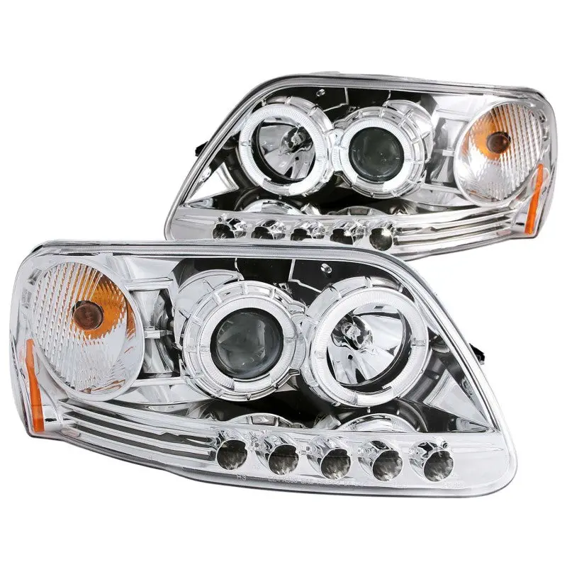 Anzo 1997.5-2003 Ford F-150 Projector Headlights W/ Halo And Led Chrome 1Pc 1