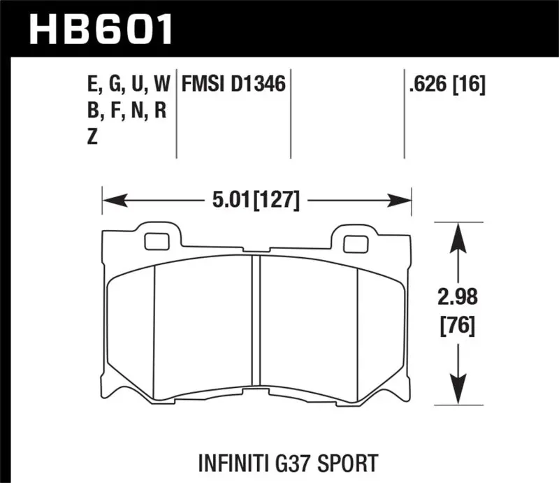Hawk Infiniti G37 Sport Hp+ Street Front Brake Pads 1