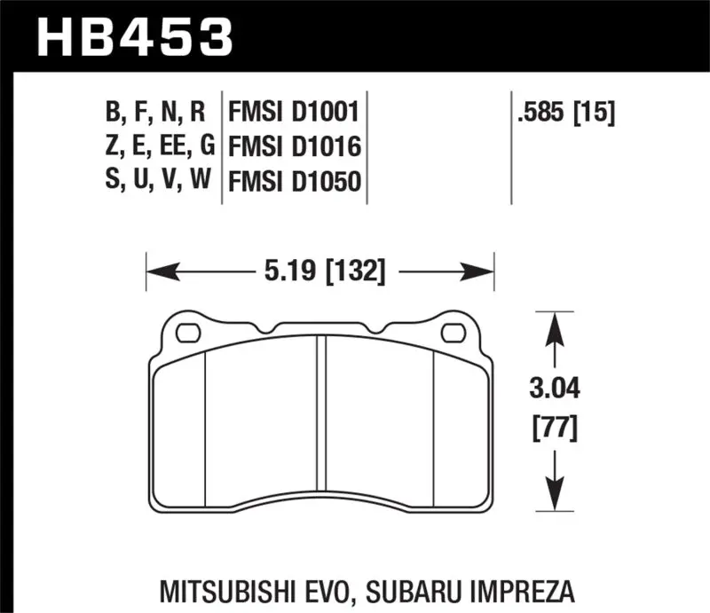Hawk 03-06 Evo / 09-10 Evo X / 04-09 Sti / 09-10 Genesis Coupe (Track Only) / 2010 Camaro Ss / 08-09 2