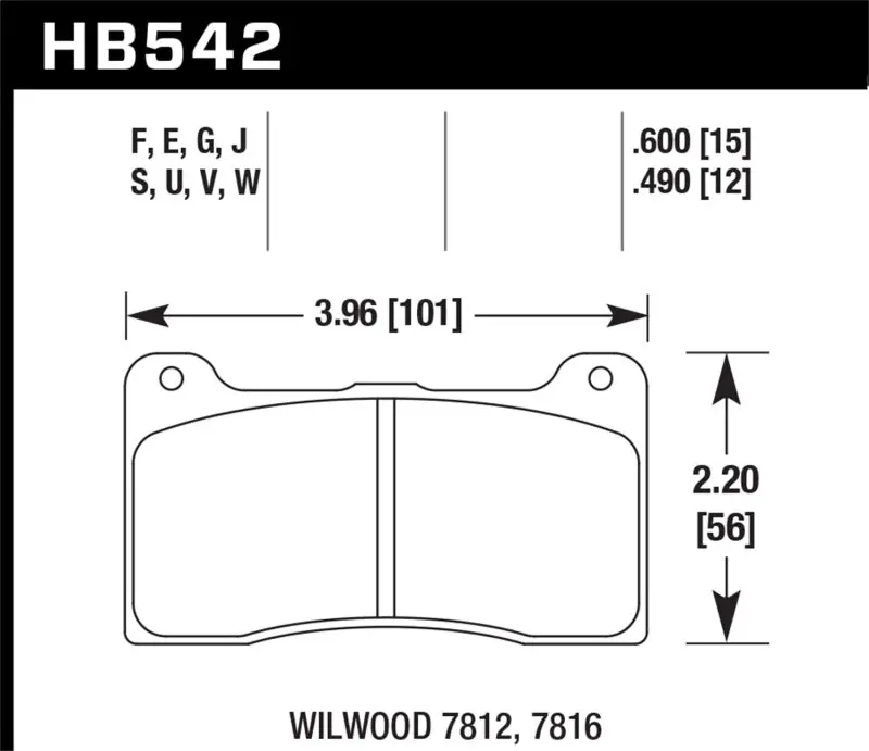 Hawk Wilwood 7812 Hp+ Race Brake Pads 2