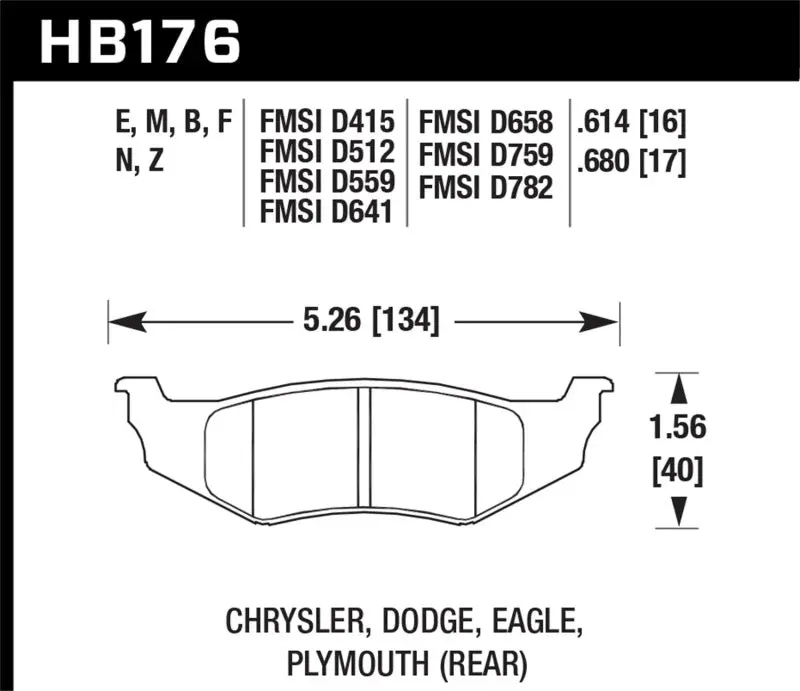 Hawk Srt4 Hp+ Street Rear Brake Pads 1