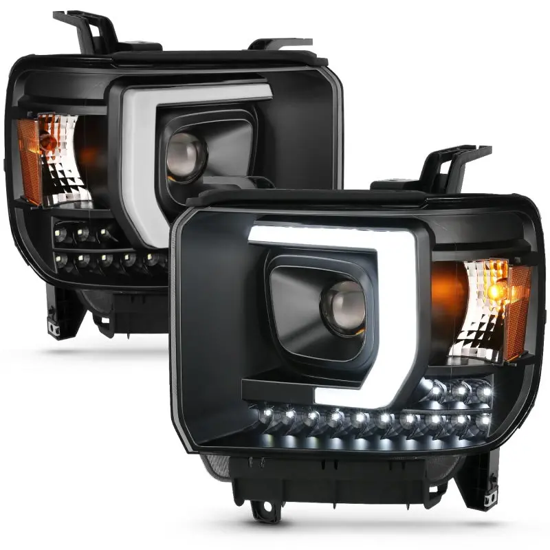 Anzo 2014-2015 Gmc Sierra 1500/2500/3500Hd Projector Plank Style Headlight Black W/ Drl 2