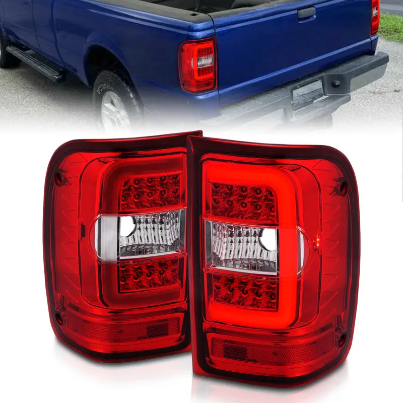 Anzo 2001-2011 Ford Ranger Led Tail Lights W/ Light Bar Chrome Housing Red/Clear Lens 1