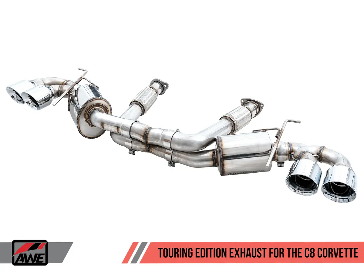 Awe Tuning 2020-2022 Chevrolet Corvette (C8) Touring Edition Exhaust - Quad Chrome Silver Tips 1