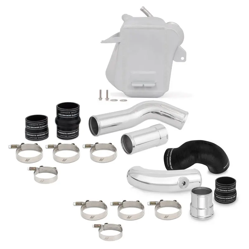 Mishimoto 11-16 Ford 6.7L Powerstroke Air-To-Water Intercooler Kit - Wrinkle Silverw/ Polished Pipes 1