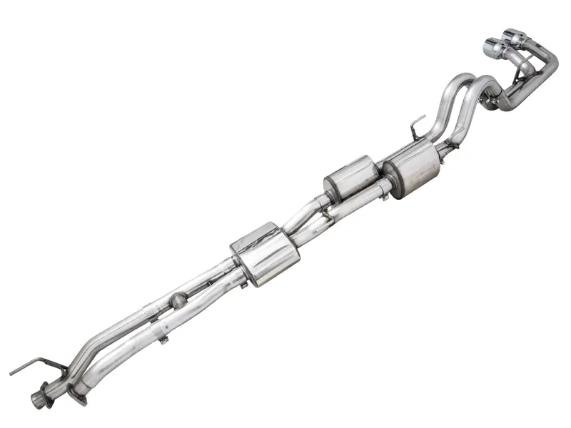 Awe 16-22 Toyota Tacoma 0Fg Catback Exhaust W/ Bashguard - Dual Chrome Silver Tips 1