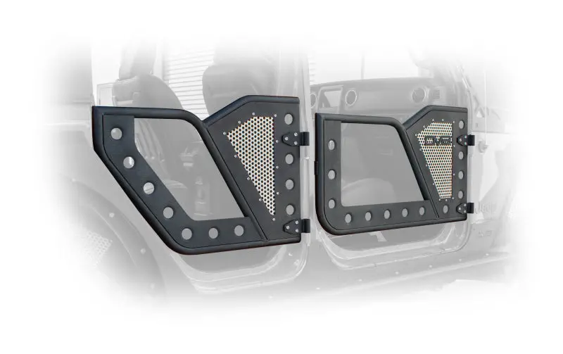 Dv8 Offroad Jeep 18+ Wrangler Jl / 20+ Gladiator Jt Rear Rock Doors W/ Perforated Aluminum Mesh 1