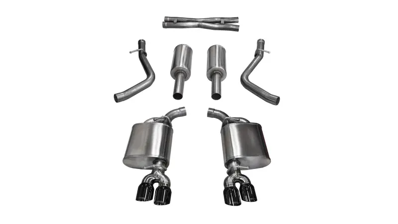 Corsa 15-17 Dodge Challenger Sport Cat-Back Dual Rear Exit With Twin 3.5In Black Pro-Series Tips 1