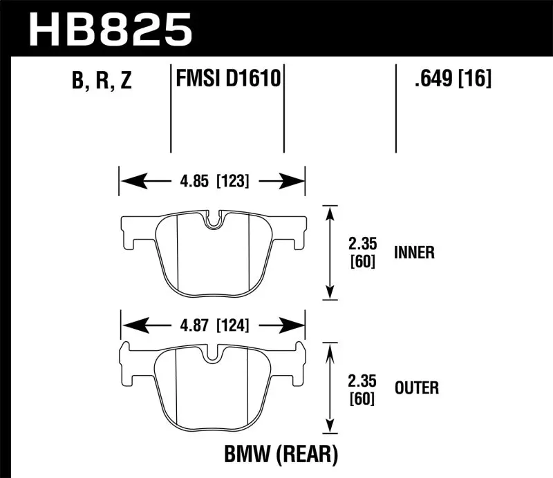 Hawk 13-15 Bmw 335I/335I Xdrive / 14-16 Bmw 435I/435I Xdrive Hps 5.0 Rear Brake Pads 2