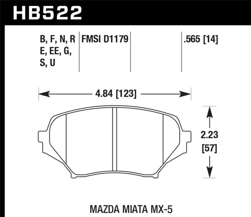 Hawk 06-10 Mazda Miata Mx-5 Front Hps Sreet Brake Pads 1