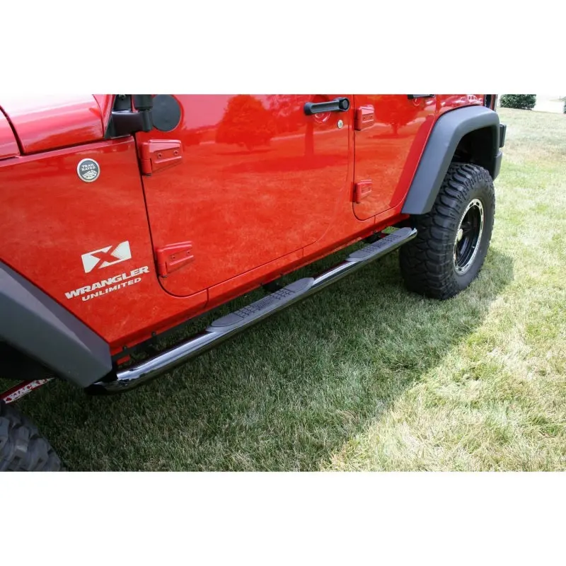 Rugged Ridge 3-In Round Side Steps Black 07-18 4-Door Jeep Wrangler 1