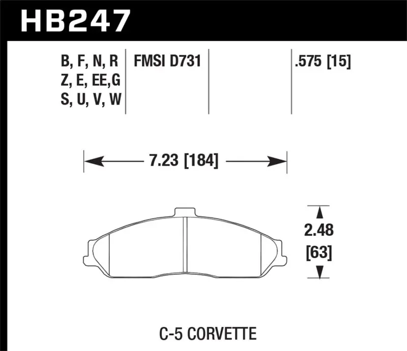 Hawk 2008-2009 Cadillac Xlr Platinum Hps 5.0 Front Brake Pads 2