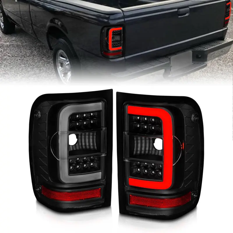 Anzo 01-11 Ford Ranger Led Taillights - Black Housing W/ Smoke Lens & Light Bar 1