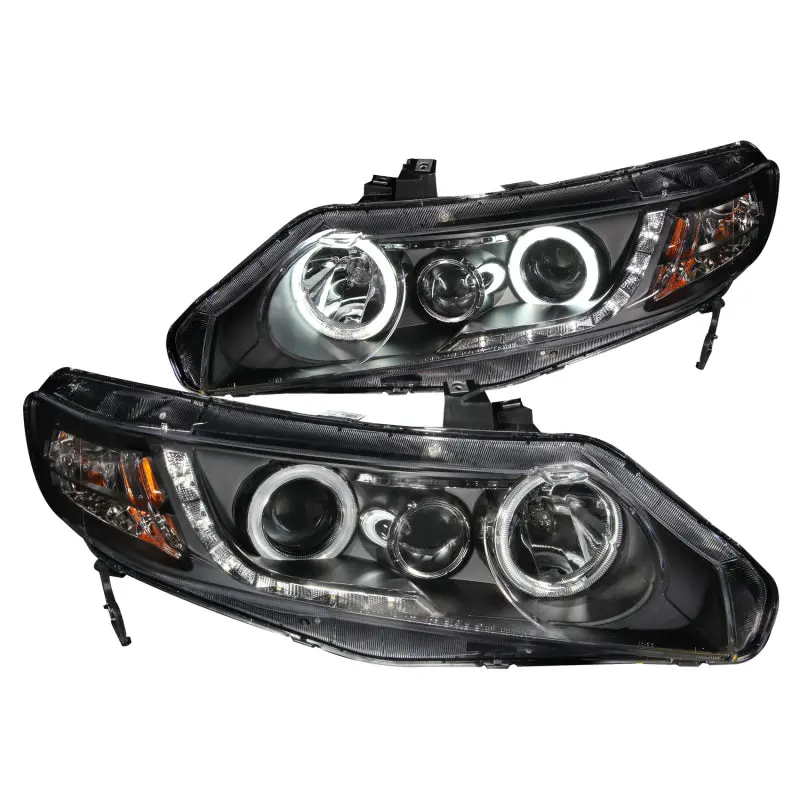 Anzo 2006-2011 Honda Civic Projector Headlights W/ Halo Black (Ccfl) 2