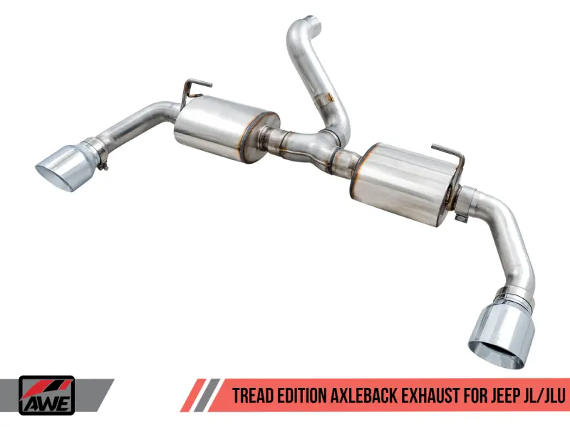Awe Tuning 2018+ Jeep Wrangler Jl/Jlu Tread Edition Axle-Back Dual Exhaust - Chrome Silver Tips 1