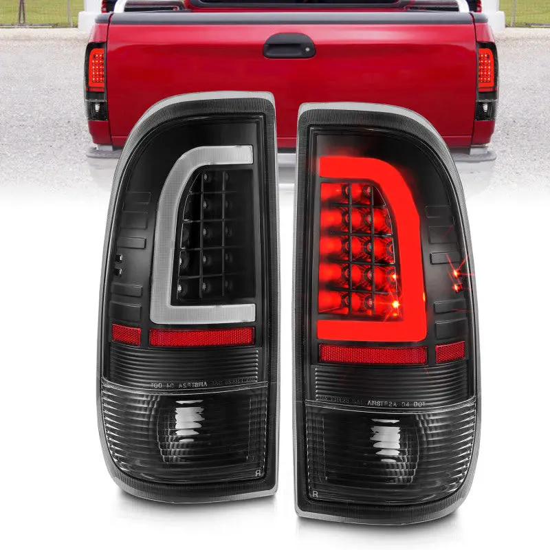 Anzo 1997-2003 Ford F-150 Led Tail Lights W/ Light Bar Black Housing Clear Lens 1