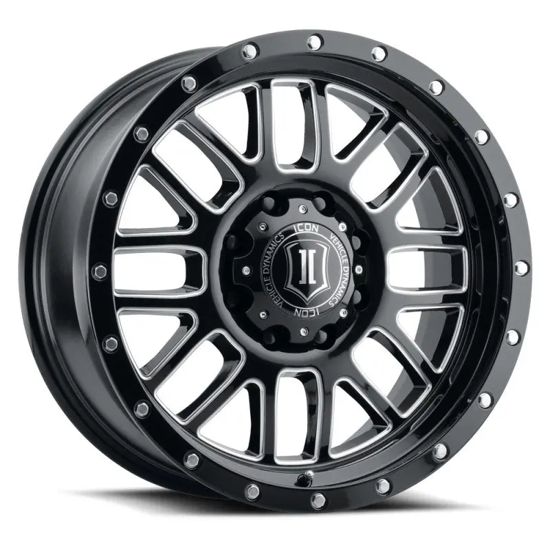 Icon Alpha 20X9 8X180 12Mm Offset 5.5In Bs Gloss Black Milled Spokes Wheel 1