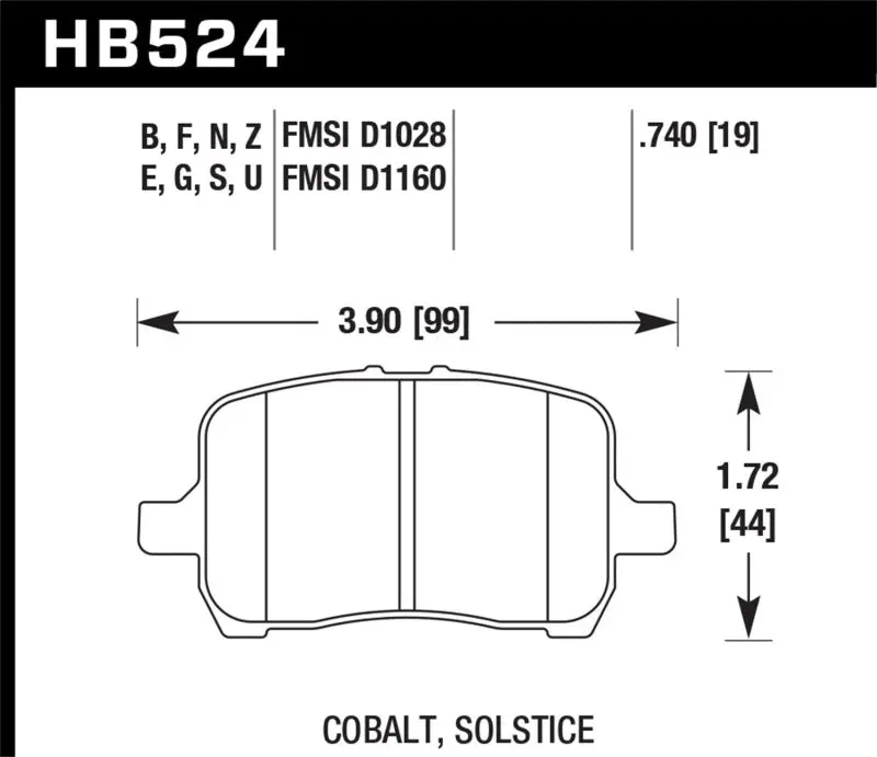 Hawk 05-07 Cobalt Ss / 08-09 Hhr / 04+ Malibu / 07A+ G5 Gt / 06+ G6 / Hps Street Front Brake Pads 2