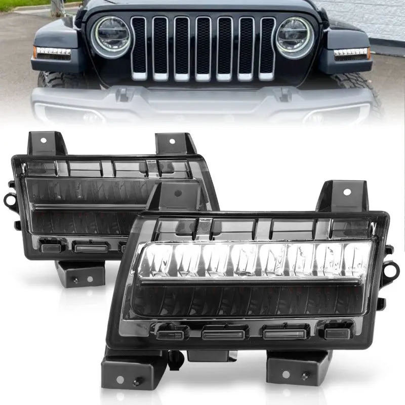 Anzo 2018-2021 Jeep Wrangler Led Side Markers Chrome Housing Smoke Lens W/ Seq. Signal Sport Bulb 1