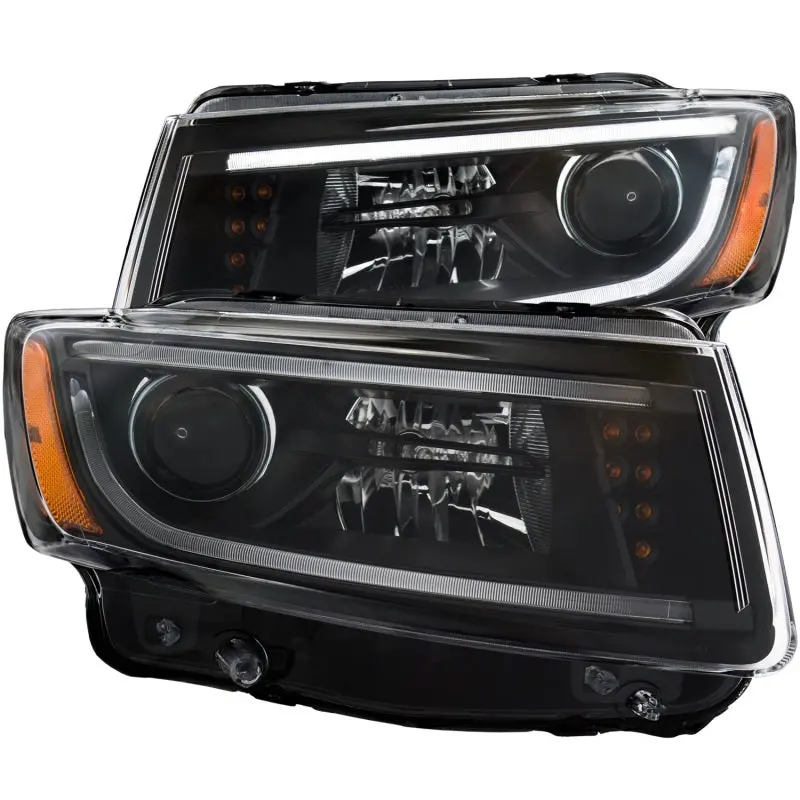 Anzo 2014-2015 Jeep Grand Cherokee Projector Headlights W/ Plank Style Design Black 2