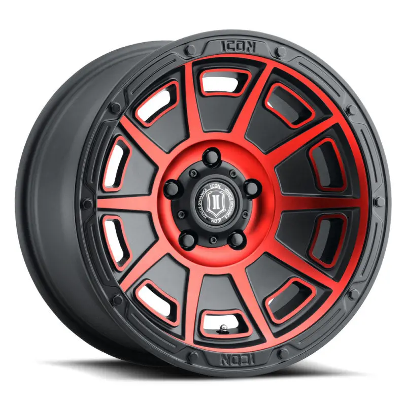 Icon Victory17x8.5 6X5.5 0Mm Offset 4.75In Bs Satin Black W/Red Tint Wheel 1