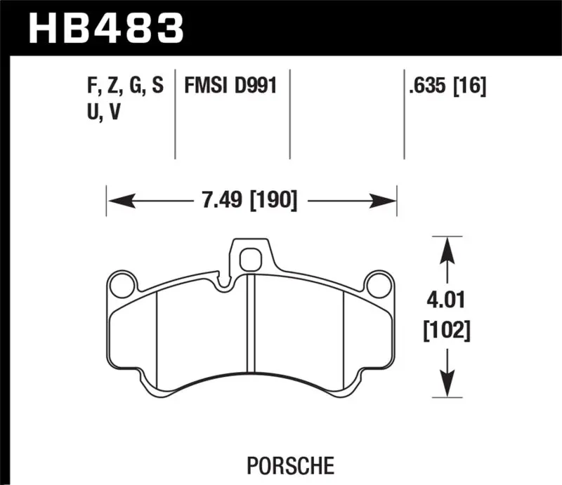 Hawk 08 Porsche 911 Targa 4/4S/03-05 911 Gt2/04-08 Gt3/07-08 Turbo Pc Street Front Brake Pads 1