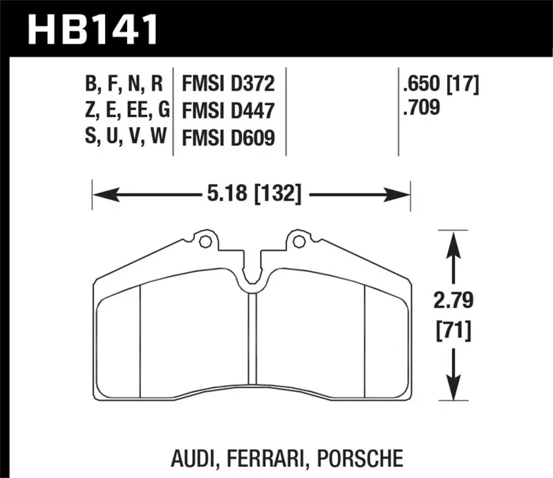 Hawk 1986-1991 Porsche 928 Cs Hps 5.0 Front Brake Pads 2
