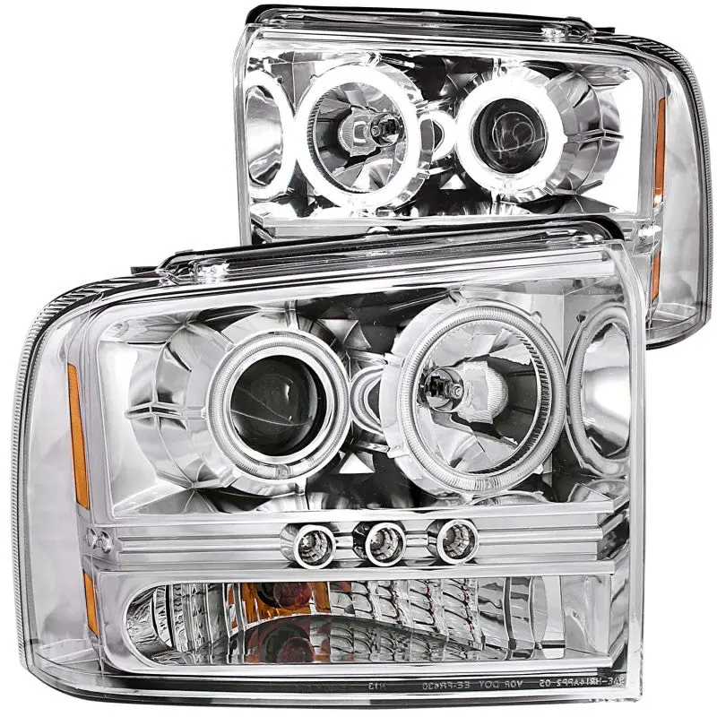 Anzo 2005-2007 Ford Excursion Projector Headlights W/ Halo Chrome W/ Led Strip (Ccfl) 1Pc 1