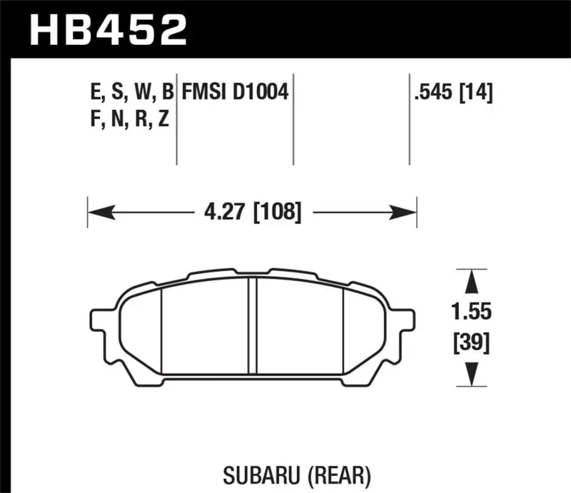 Hawk 2006-2006 Saab 9-2X 2.5I Hps 5.0 Rear Brake Pads 2