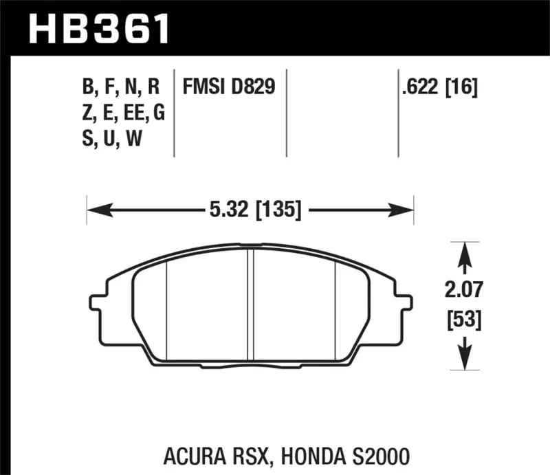 Hawk 06+ Civic Si Hps Street Front Brake Pads 1