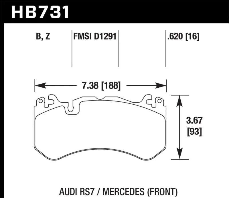 Hawk 13-16 Mercedes Sl Class / 16-17 Audi Rs7 Performance Ceramic Front Brake Pads 2