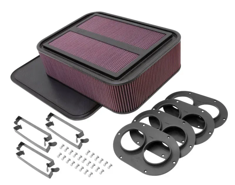 K&N Custom Racing Air Filter - Rectangular Carbon Fiber 4In Air Box W/ 2.75In Air Horn 1