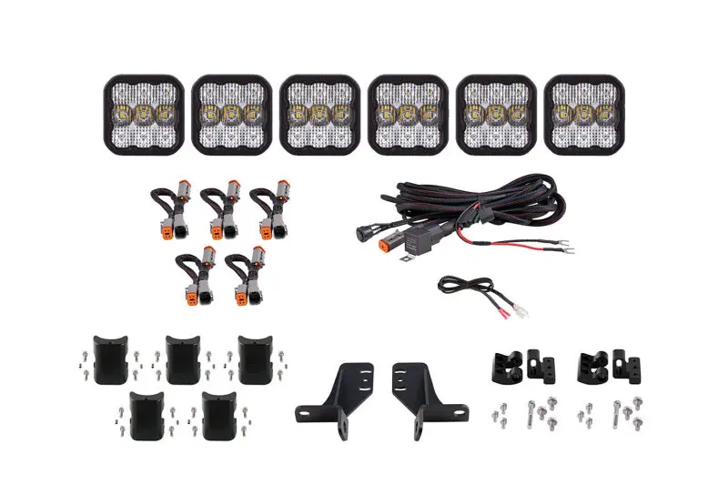 Diode Dynamics Bronco Ss5 6-Pod Crosslink Grille Lightbar Kit Sport - White Combo 1