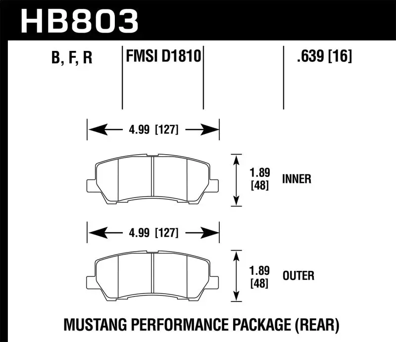 Hawk 15-17 Ford Mustang Performance Ceramic Rear Brake Pads 1