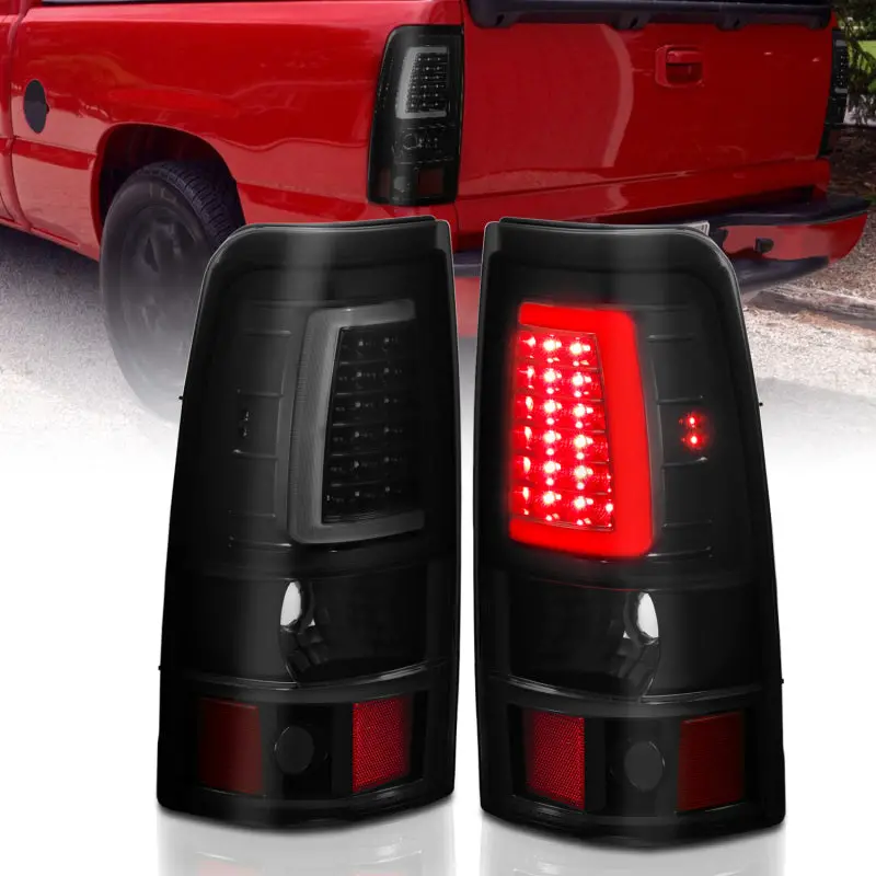 Anzo 1999-2002 Chevy Silverado 1500 Led Taillights Plank Style Black W/Smoke Lens 1