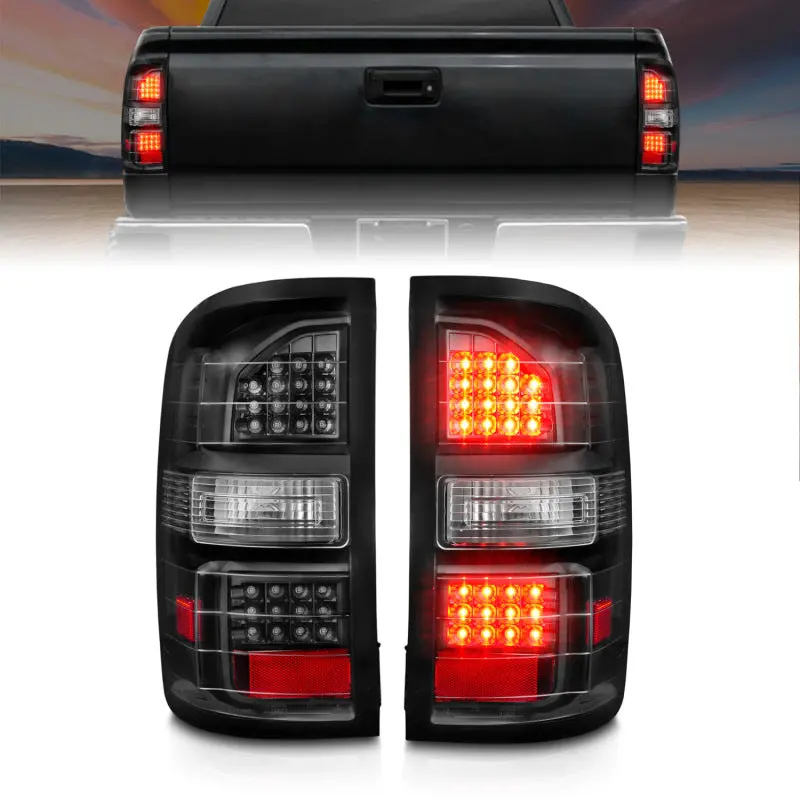 Anzo 2014-2018 Gmc Sierra Led Tail Lights Black Housing Clear Lens 1