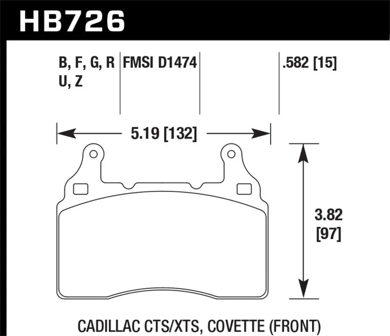 Hawk 2014 Chevrolet Corvette Hps 5.0 Front Brake Pads 2