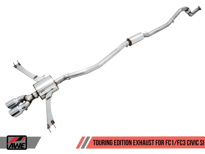 Awe Tuning 2016+ Honda Civic Si Touring Edition Exhaust W/Front Pipe & Dual Chrome Silver Tips 1
