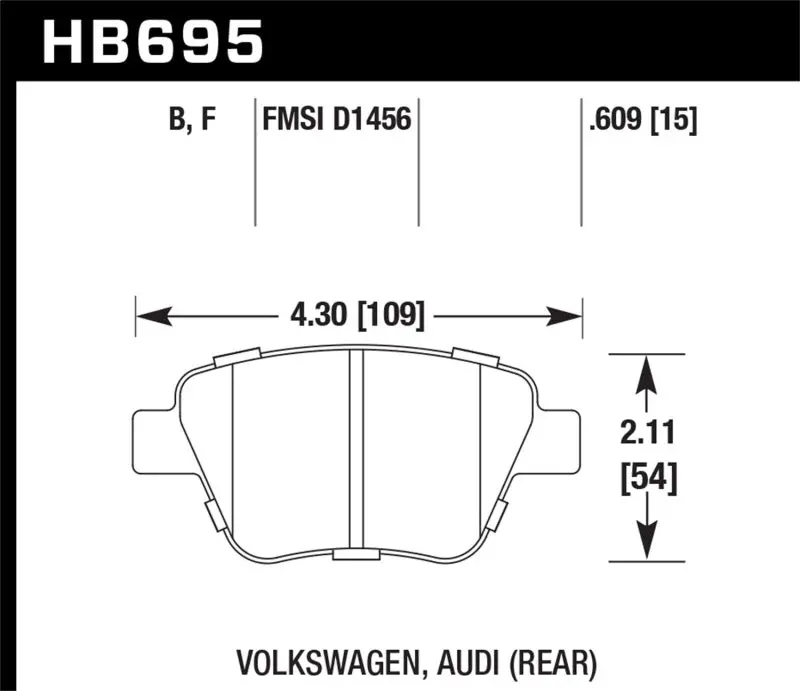 Hawk 2011-2013 Audi A3 Except Tdi Hps 5.0 Rear Brake Pads 1