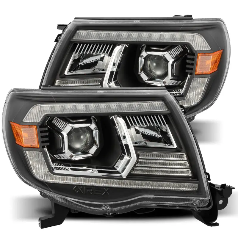 Alpharex 05-11 Toyota Tacoma Pro-Series Projector Headlights Plank Style Design Black W/Drl 2