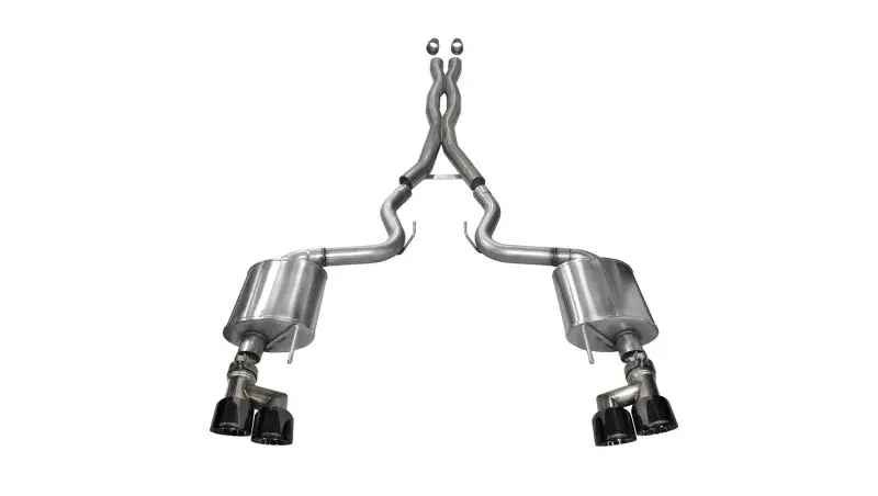 Corsa 15-16 Ford Mustang Gt 5.0 3In Cat Back Exhaust Black Quad Tips (Sport) 1