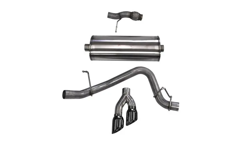 Corsa Cat Back Exhaust, Sport, 3In, Single Side Twin Black 4In Tips, 2015 Chevy Tahoe/Gmc Yukon 1