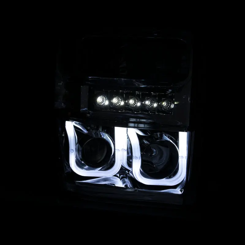 Anzo 2008-2010 Ford F-250 Projector Headlights W/ U-Bar Black 2
