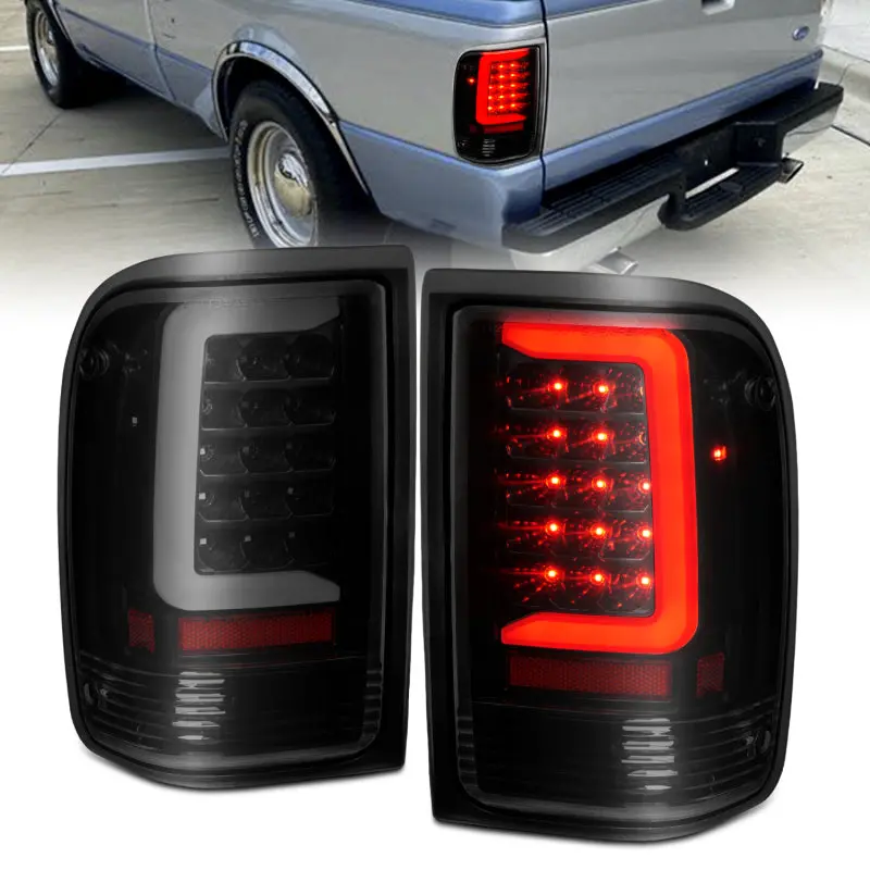 Anzo 1993-1997 Ford  Ranger Led Tail Lights W/ Light Bar Black Housing Clear Lens 1