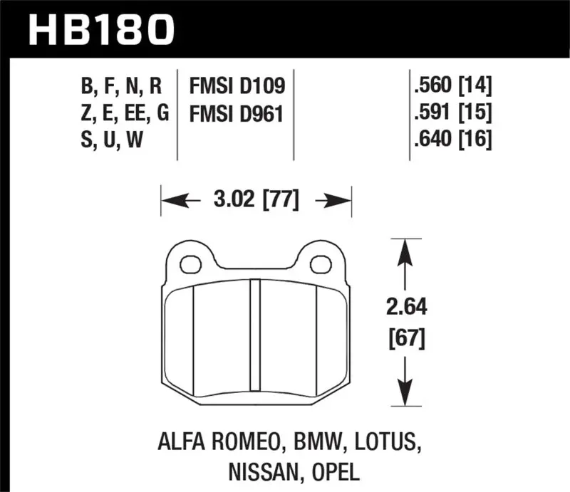 Hawk 03-06 Evo / 04-09 Sti / 03-07 350Z Track Edition/G35 W/ Brembo Hps Street Rear Brake Pads 2